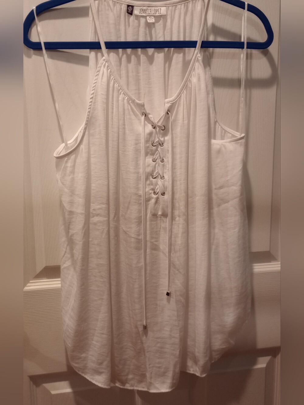 Jennifer Lopez Lace-Up Top in White